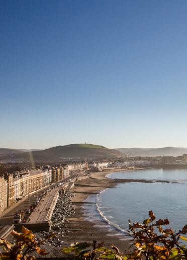 Panoramic view of Aberystwyth in Cardigan bay