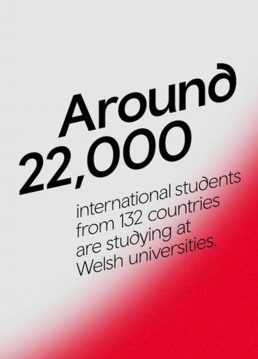 Around 22,000 international students from 132 countries are studying at Welsh universities