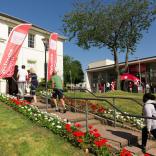Open day at Treforest Campus, students walking up steps to main building 
